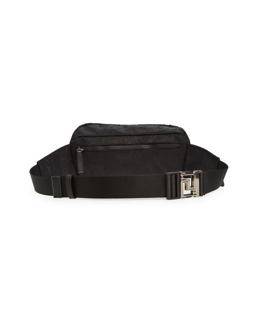 Versace Black Small Barocco Jacquard Nylon Belt Bag for men