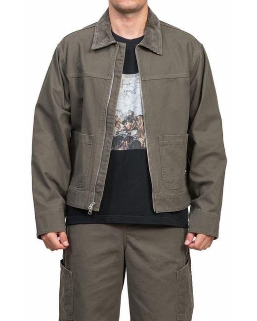 Alpha Style Gray Blun Zip-Up Work Jacket for men