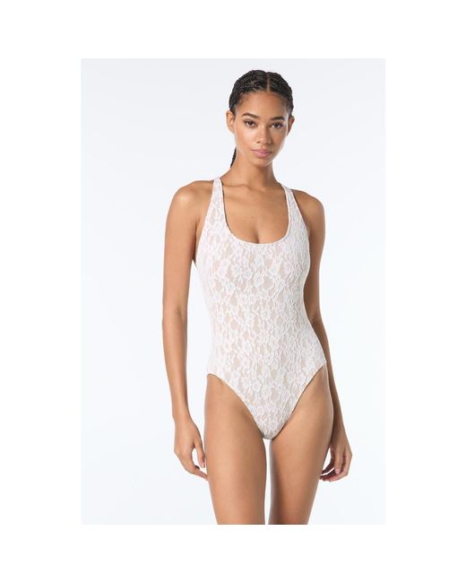 MICHAEL Michael Kors White Lace Up Cross Back One Piece