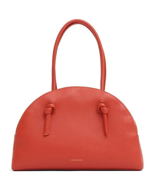 Mansur Gavriel Red Fortuna Leather Bowling Bag