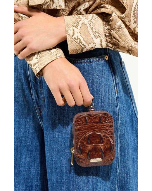 Brahmin Red Katelynn Croc Embossed Leather Coin Pouch