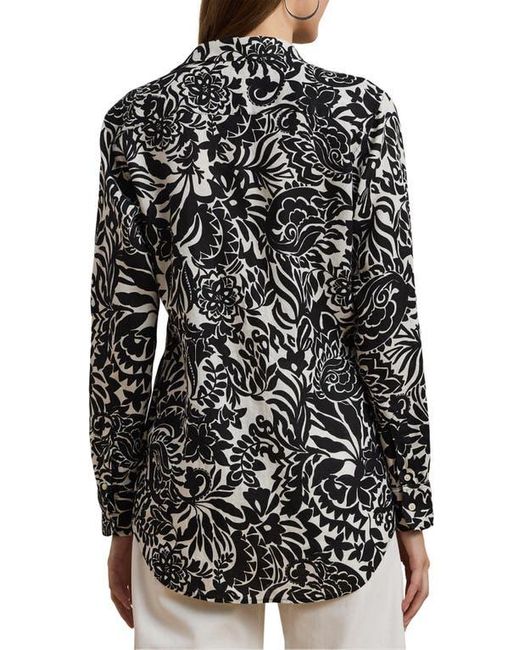 Ralph Lauren Black Floral Linen Button-Up Shirt