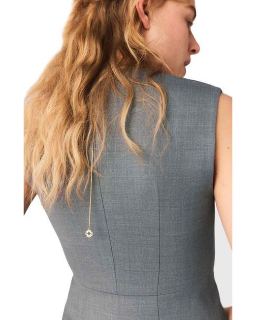 Maje Gray Jewel-Button Tailored Jacket