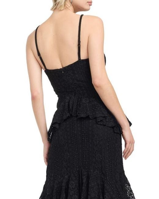 Guess Kalie Lace Ruffle Maxi Dress in Black | Lyst