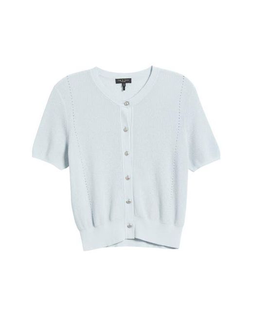 Rag & Bone Blue Dina Short Sleeve Cotton & Cashmere Blend Cardigan