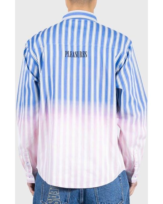 Pleasures Blue Fade Stripe Ombré Button-Up Shirt for men