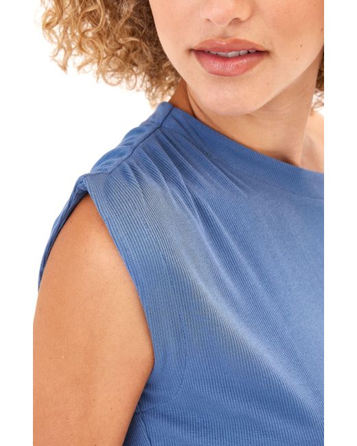 Threads For Thought Blue Leoni Feather Rib One-shoulder Top