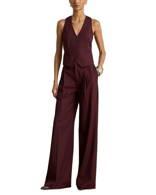 Ralph Lauren Purple Wool Blend Twill Vest