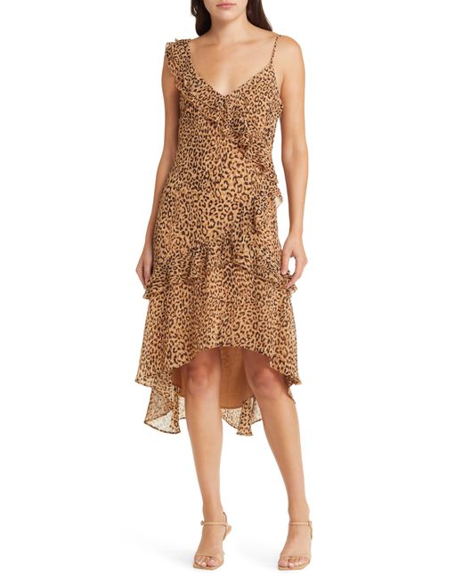 Charles Henry Natural Tiered Ruffle Dress