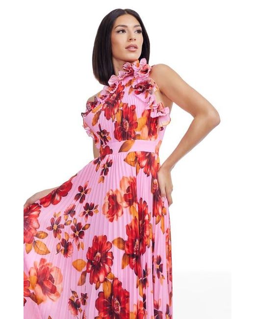 Dress the Population Red Vida Ruffle & Pleat Evening Gown