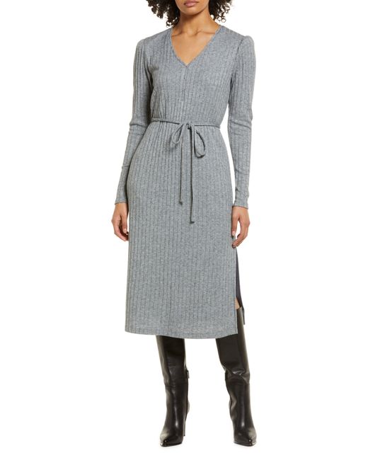 Julia Jordan Rib Tie Waist Long Sleeve 