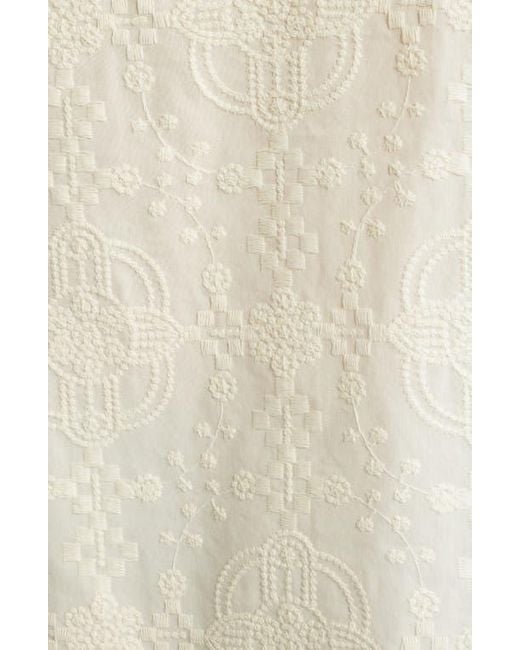 Wit & Wisdom White Embroidered Split Neck Top