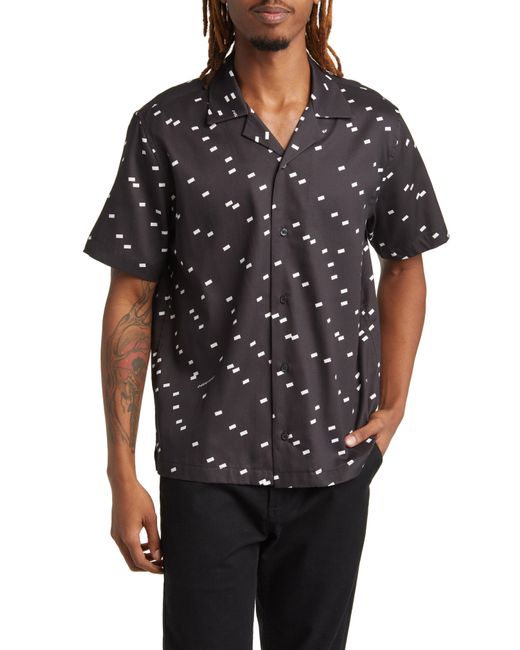 Saturdays NYC Canty Light Reflection Geo Print Short Sleeve Button