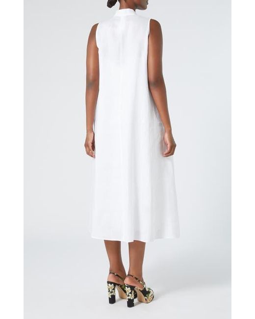Marina Rinaldi White Tema Sleeveless Linen Dress
