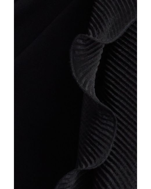 Tadashi Shoji Black Side Ruffle Long Sleeve High-low Gown