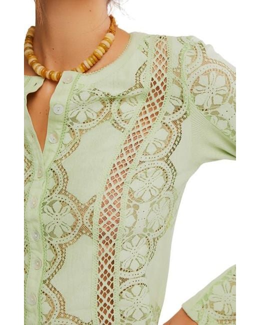 Free People Green Jae Button-Up Top
