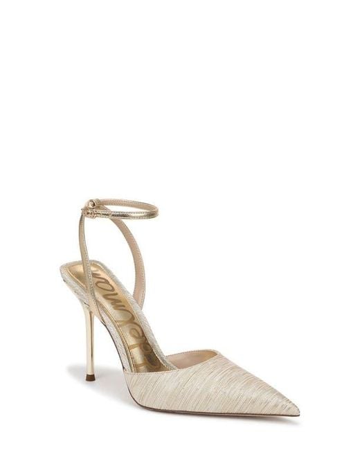 Sam Edelman White Ankle Strap Pointed Toe Pump