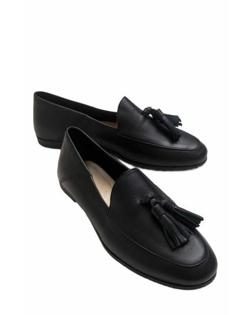 Forever & Always Shoes Black Mona Soft Leather Tassel Loafer