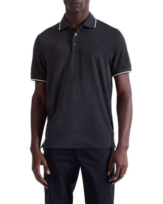 Bugatchi Blue Three-Button Performance Polo for men