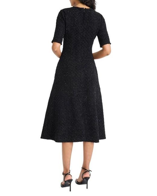 Maggy London Black Metallic Fit & Flare Midi Dress