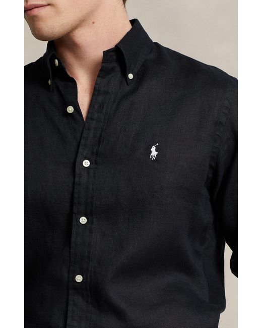 Polo Ralph Lauren Black Classic Fit Linen Button-down Shirt for men