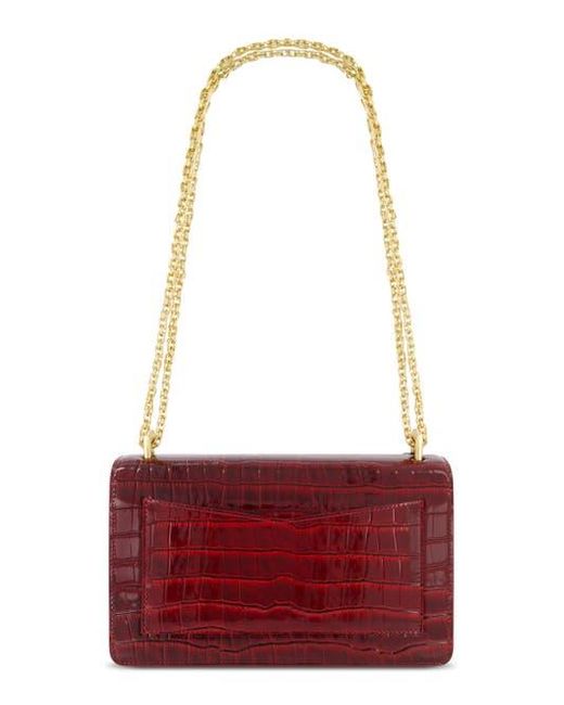 Mac Duggal Red Plated Hardware Crocodile Leather Shoulder Bag