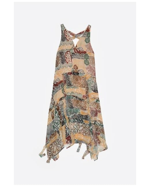 Bimba Y Lola Lace Irregular Fluid Dress With Frayed Details in White | Lyst