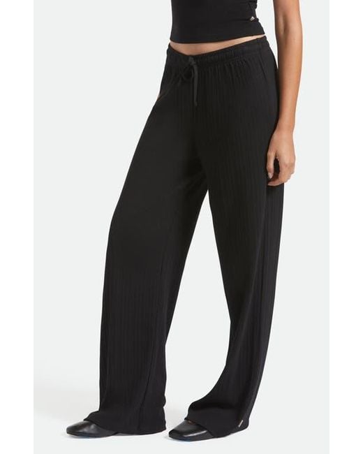 Brixton Black Cotton Pointelle Drawstring Pants