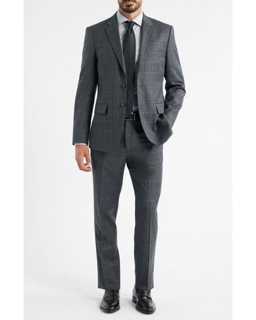 Daniel Hechter Gray Windowpane Check Wool Blend Suit for men