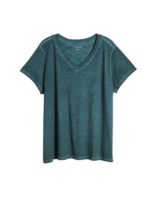 Eileen Fisher Green Organic Cotton V-neck T-shirt