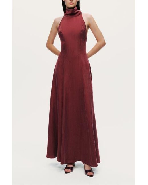 Nocturne Women's Red Backless Tie-Back Halter Dress