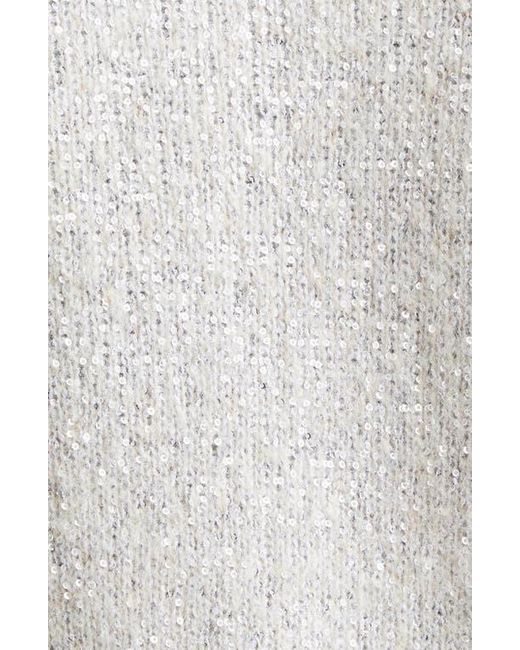 Erdem White Crystal & Sequin Embellished Alpaca Blend Crop Cardigan