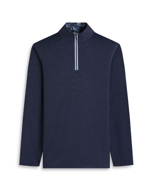 Bugatchi Blue Quarter Zip Pullover for men