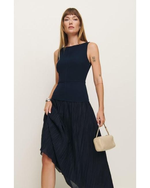 Reformation Blue Cyra Drop Waist Maxi Dress