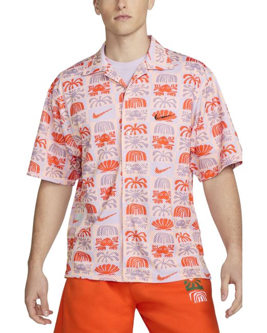 Nike Synthetic Spring Break Standard Fit Mesh Short Sleeve Buttonup