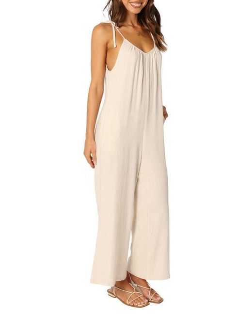 Petal & Pup Natural Margo Tie Strap Linen Jumpsuit