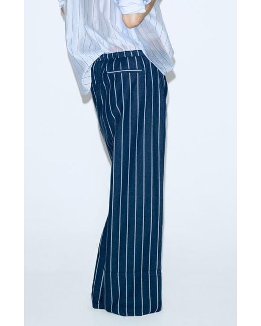 Mango Blue Stripe Drawstring Pants