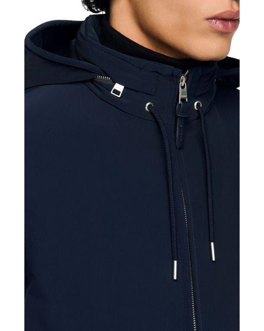 Sandro Blue Hooded Zip-Up Jacket for men