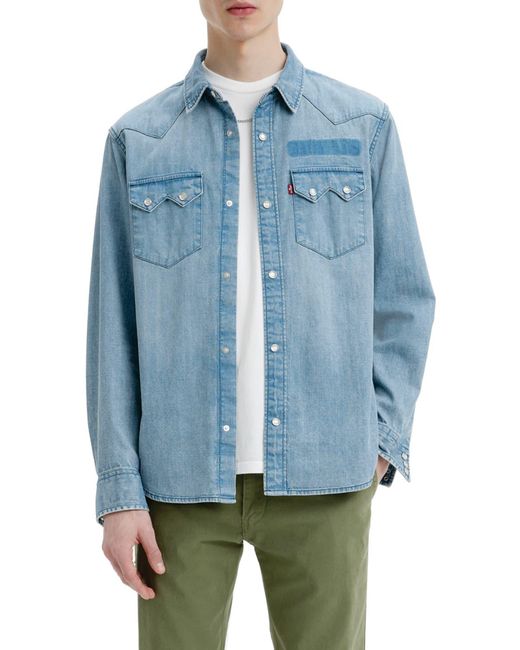 Levi's Blue Sawtooth Relaxed Fit Western Denim Shirt for men