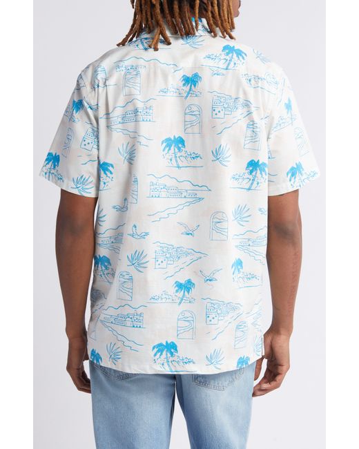 Vans Blue Davista Tropical Print Cotton Camp Shirt for men