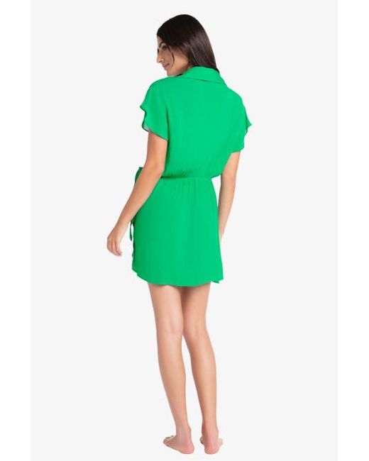Helen Jon Green Flutter Sleeve Wrap Dress