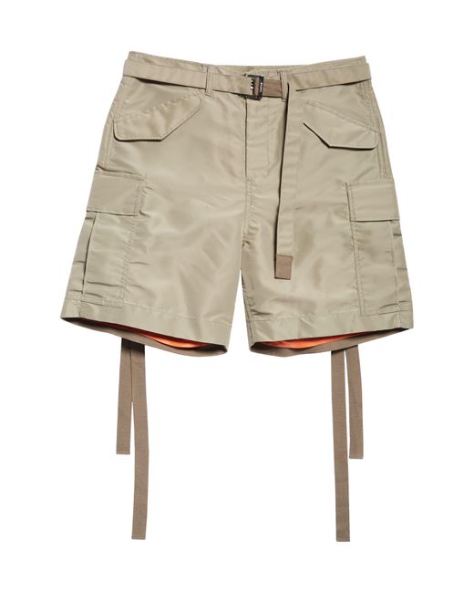 Sacai Natural Tie Detail Nylon Cargo Shorts for men