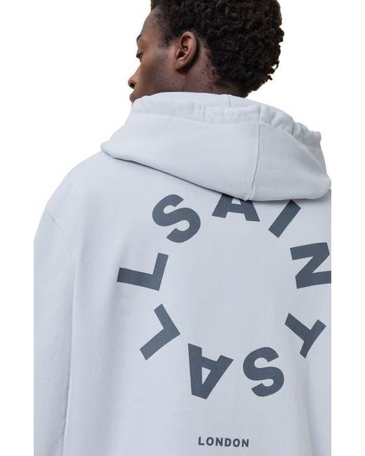 AllSaints Gray Tierra Logo Graphic Hoodie for men