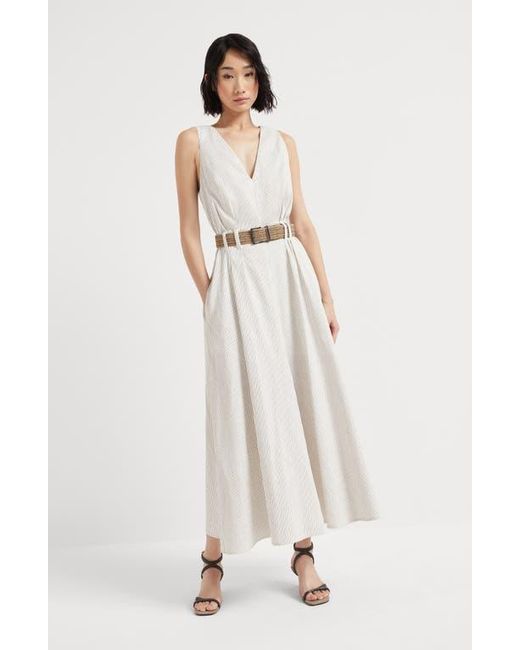 Brunello Cucinelli White Twill Dress With Monili