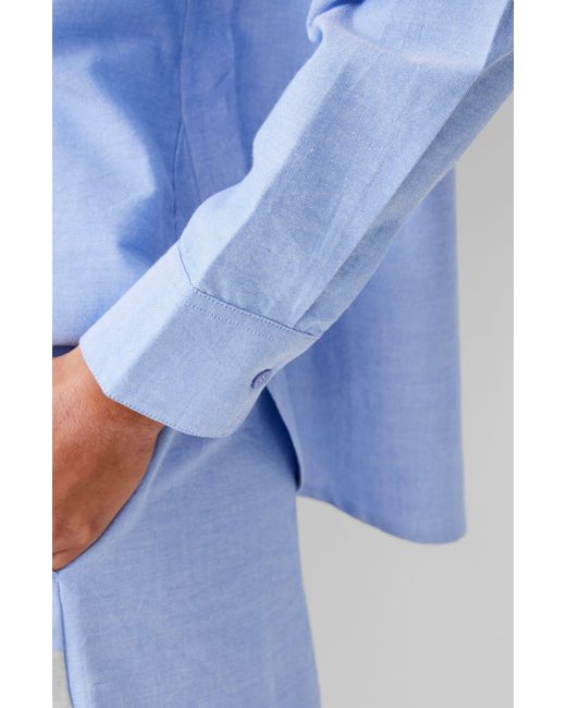 French Connection Blue Popover Chambray Button-up Shirt