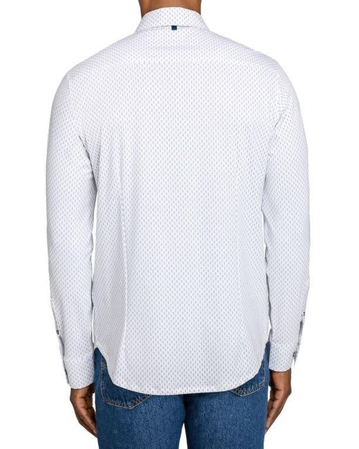 W.r.k. White Reworked Slim Fit Diamond Print Cotton Button-Up Shirt for men