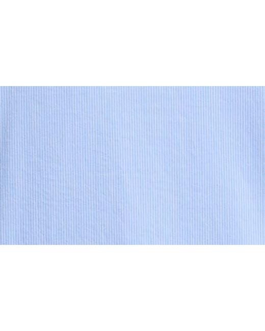 Boss Blue Brielle Stripe Cotton Blend Crop Button-Up Shirt
