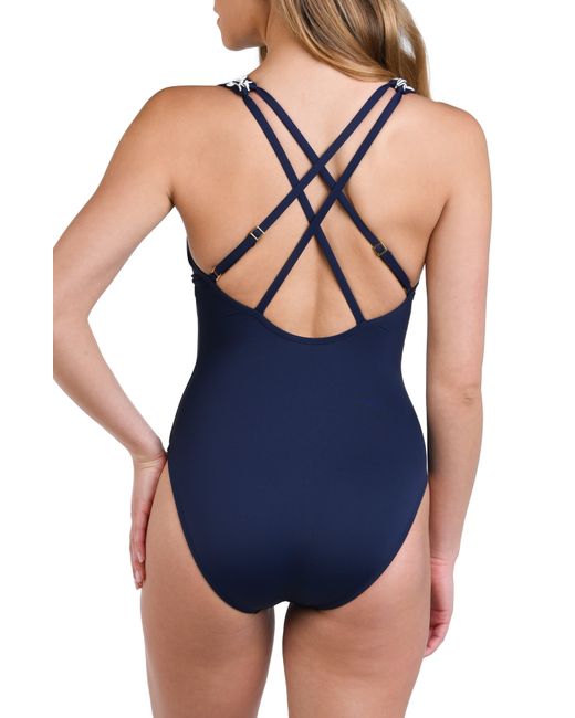 La Blanca Blue Sea Scallops Multi Strap One-piece Swimsuit