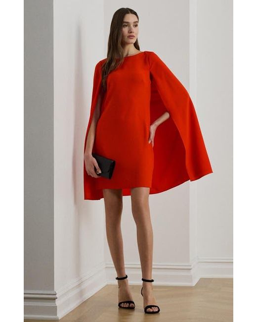 Ralph Lauren Red Capelet Georgette Cocktail Dress