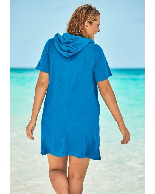 Swim 365 Black Hooded Terry Swim Cover Up